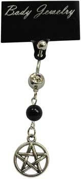 Black Onyx Pentagram Belly Ring