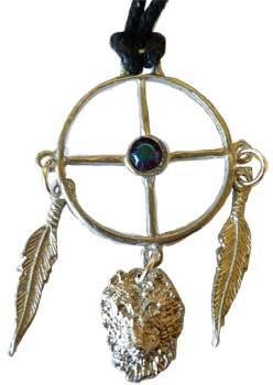 Wolf Medicine Wheel Amulet