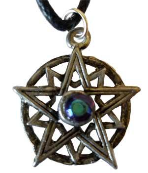 1" Pentagram, Double Blue Crystal Amulet