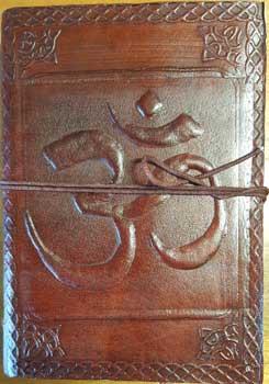 5" X 7" Om Leather Blank Book W- Cord