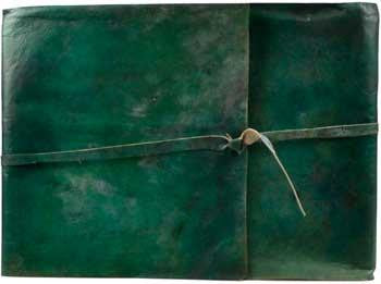 Green Leather Scroll W- Cord