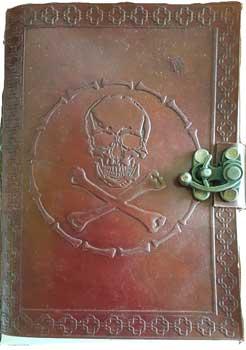 5" X 7" Skull & Bones Leather Blank Book W- Latch