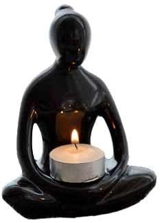 Black Yoga Lady Tealight 5 1-2"