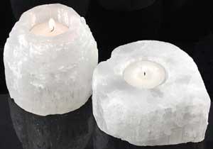 White Tower Selenite Tealight Holder