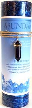 Abundance Pillar Candle With Blue Sandstone Pendant
