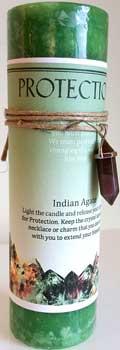 Protection Pillar Candle With Indian Agate Pendant