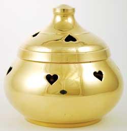 3" Heart Brass Cone And Resin Incense Burner