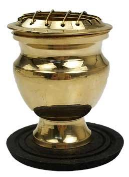 2 1-2" Brass Screen Incense Burner With Coaster