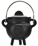 Pentagram Cast Iron Cauldron W- Lid 2 3-4"
