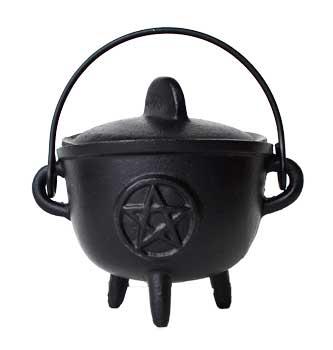 5" Cast Iron Cauldron W- Lid Pentagram