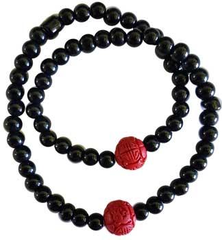Cinnabar & Onyx Double Wrap Bracelet