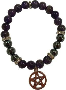 8mm Amethyst- Hematite Pentagram