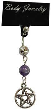 Amethyst Pentagram Belly Ring