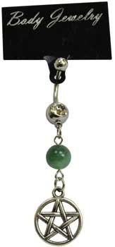 Green Aventurine Pentagram Belly Ring
