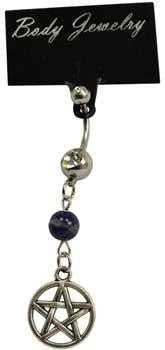 Lapis Pentagram Belly Ring