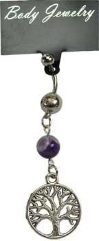 Amethyst Tree Of Life Belly Ring