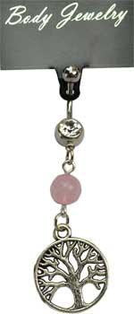 Rose Quartz Tree Of Life Belly Ring