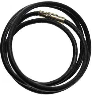 24" Black 3mm Leather