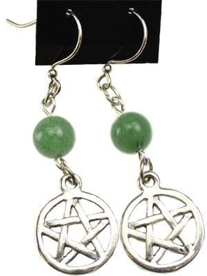 Green Aventurine Pentagram Earrings