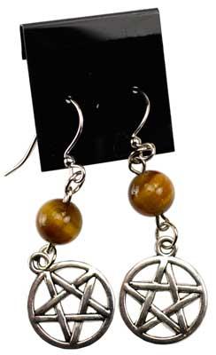 Tiger's Eye Pentagram Earrings