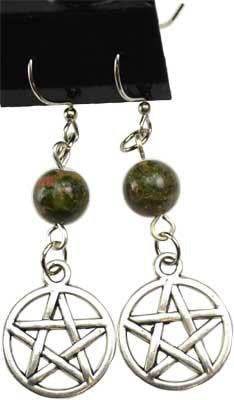 Unakite Pentagram Earrings