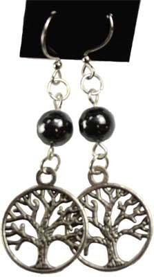 Hematite Tree Of Life Earrings