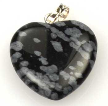 3-4" (20mm) Snow Flake Obsidian Heart