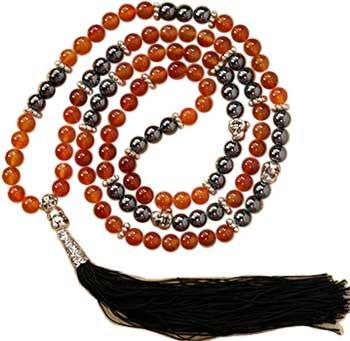 Carnelian & Heamiite Happy Buddha Elastic Mala