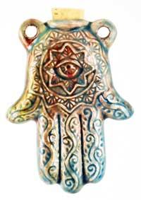 Hamsa Hand Raku  Bottle