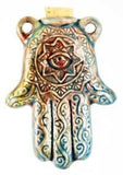 Hamsa Hand Raku  Bottle