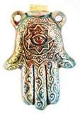 Hamsa Hand Raku  Bottle