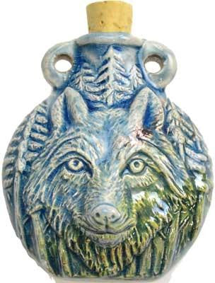 Wolf Raku  Bottle