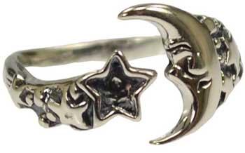Moon & Star Adjustable Ring