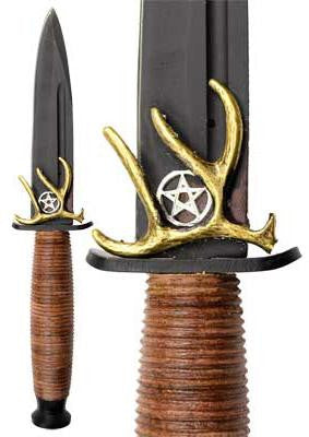 Deer Pentagram Antler Athame 9 1-2"