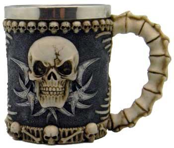 Skull & Spine Tankard 4 1-4"