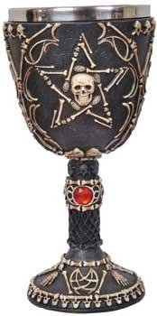 Skull  W- Pentagram Chalice 7 1-2"