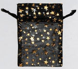 2 3-4" X 3" Black Organza W- Gold Stars