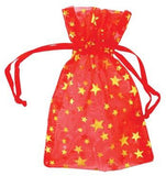 2 3-4" X 3" Red Organza W- Gold Stars