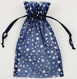 4" X 5" Blue Organza W- Silver Stars