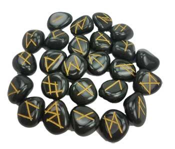 Black Agate Rune Set