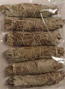 White Sage Smudge Stick 6-pk 3"+