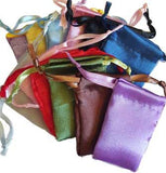 12 Pk 1 3-4" X 2" Satin Pouches Mixed Colors