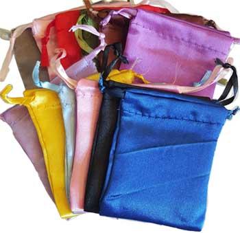 12 Pk 2 3-4" X 3" Satin Pouches Mixed Colors