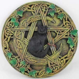 Cat & Pentagram Plaque 7 1-2"