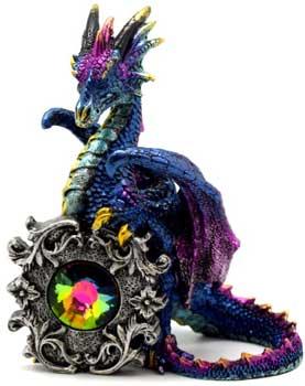 5 1-4" Dragon With Multi Colored Crystal