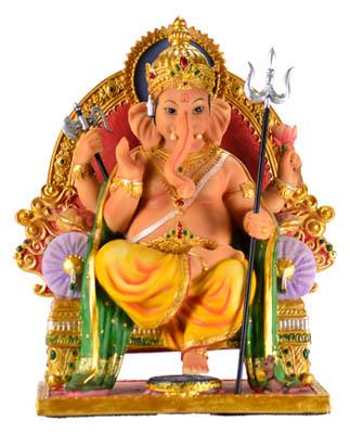 8" Ganesha On Throne