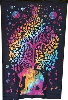 54" X 86" Elephant Tree Tapestry (tie Dye)