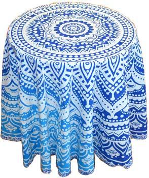 72" Round Ombre Blue Tapestry