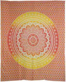 84" X 96" Ombre Red Orange Mandala Tapestry